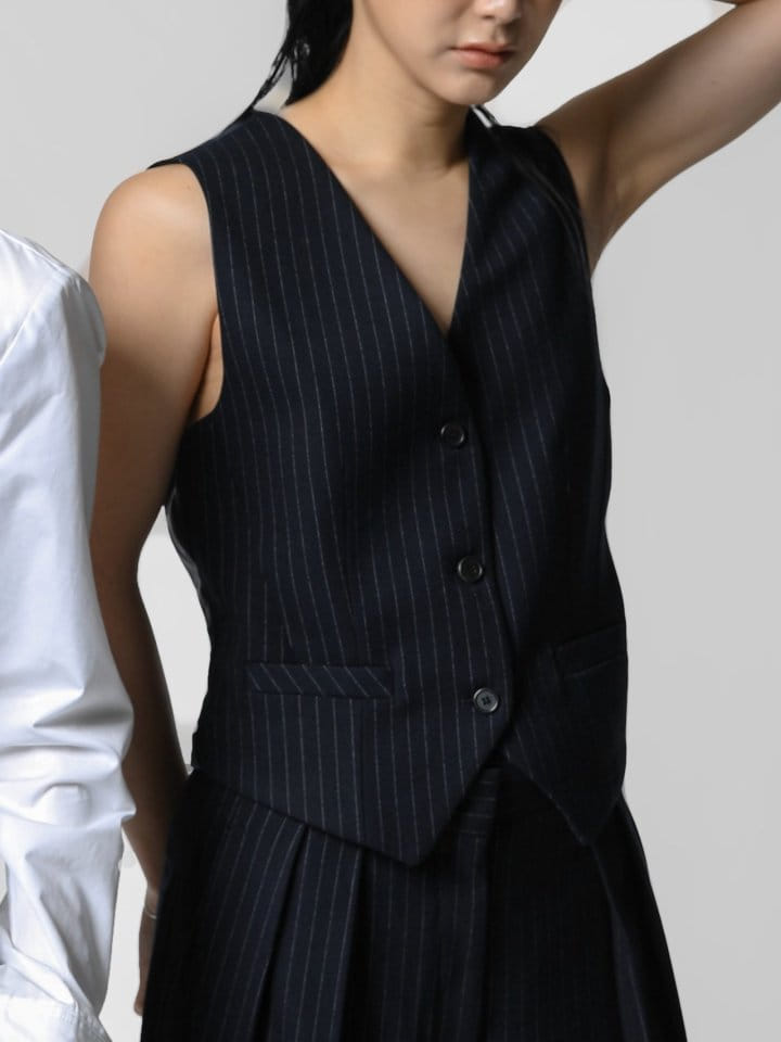 Paper Moon - Korean Women Fashion - #momslook - classic pin stripe tailored vest - 2