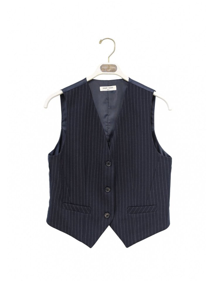 Paper Moon - Korean Women Fashion - #momslook - classic pin stripe tailored vest - 3