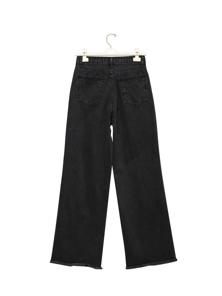 Paper Moon - Korean Women Fashion - #momslook - Pin Tuck Detail Wide Black Jeans  - 5