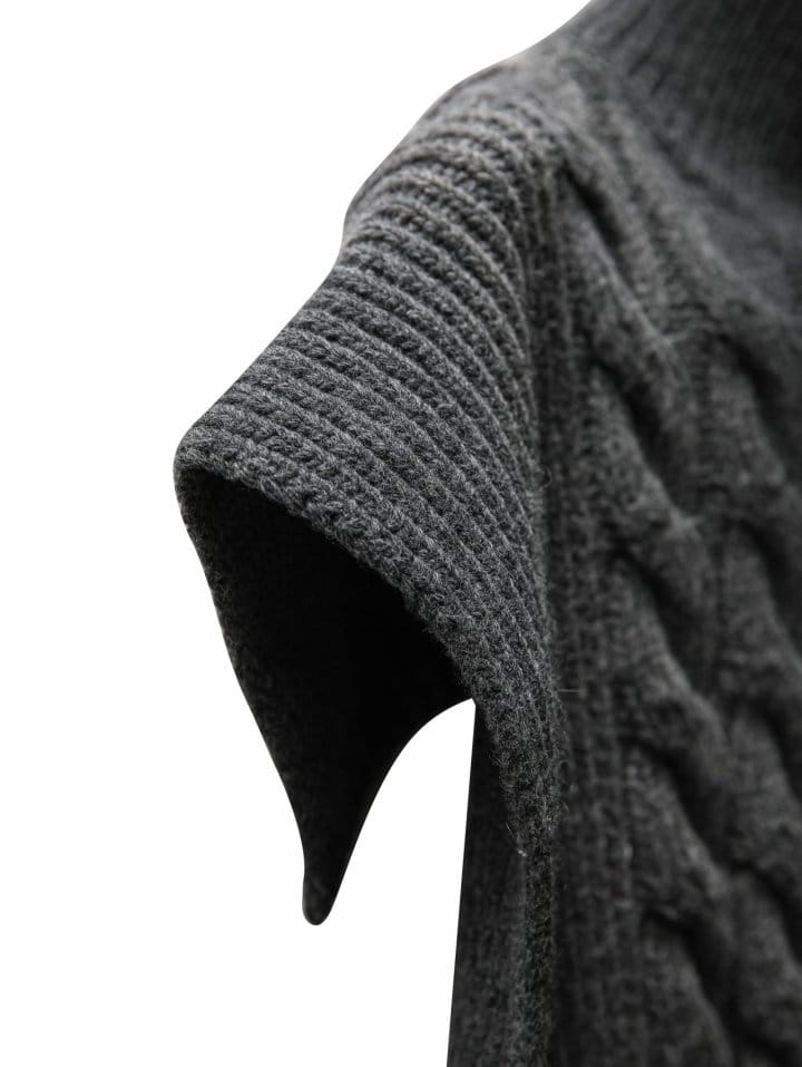 Paper Moon - Korean Women Fashion - #momslook -  Twisted Chunky Detail Turtleneck Knit Cape Top  - 10