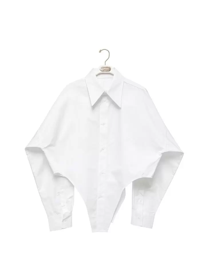 Paper Moon - Korean Women Fashion - #restrostyle -  Bodysuit Detail Button Down Shirt  - 4