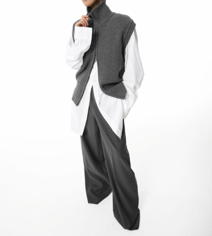 Paper Moon - Korean Women Fashion - #shopsmall - wool two way zipped detail turtlenck knit vest - 3