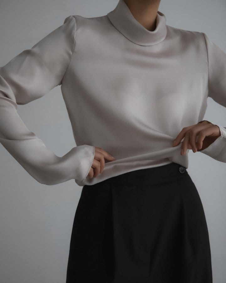 Paper Moon - Korean Women Fashion - #thelittlethings -   Classic Silky Satin Turtleneck Blouse Top  - 2