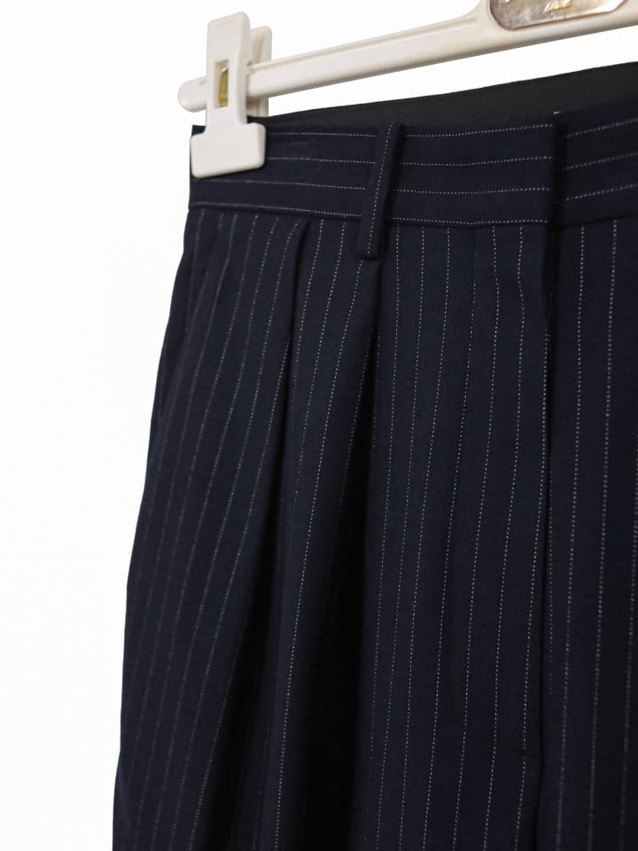 Paper Moon - Korean Women Fashion - #vintageinspired - pin striped low waisted double pleats wide trousers - 7