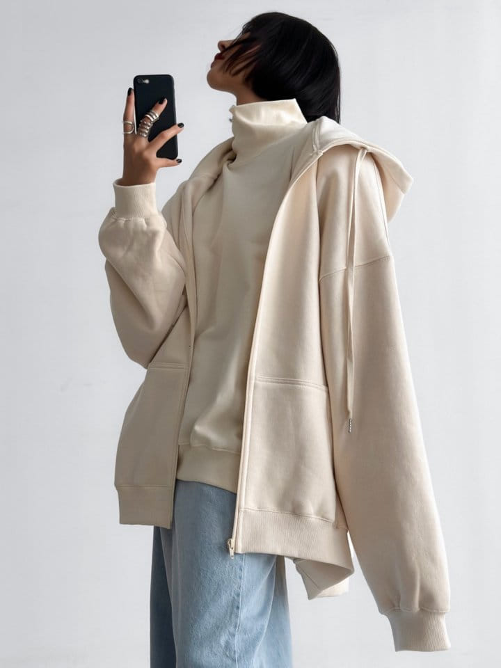 Paper Moon - Korean Women Fashion - #womensfashion - super oversized padded shouder detail full zipped hoodie - 3