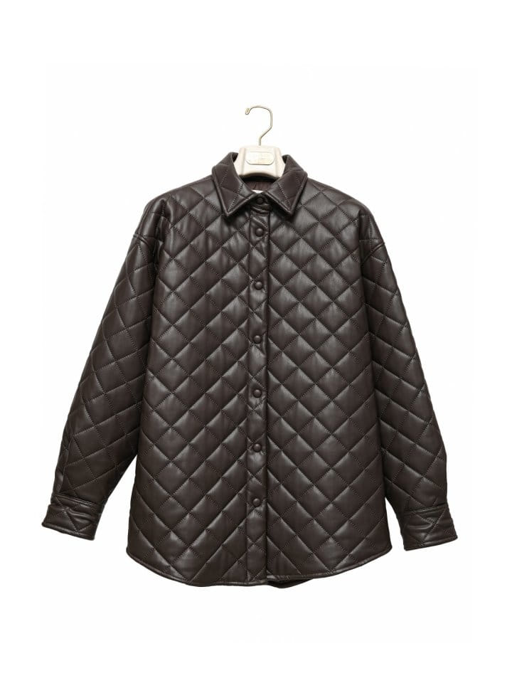 Paper Moon - Korean Women Fashion - #momslook - oversized vegan leather quilted shirt jacket - 4