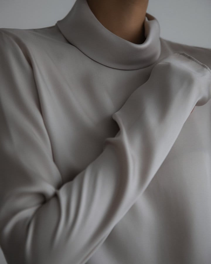 Paper Moon - Korean Women Fashion - #momslook -   Classic Silky Satin Turtleneck Blouse Top  - 4