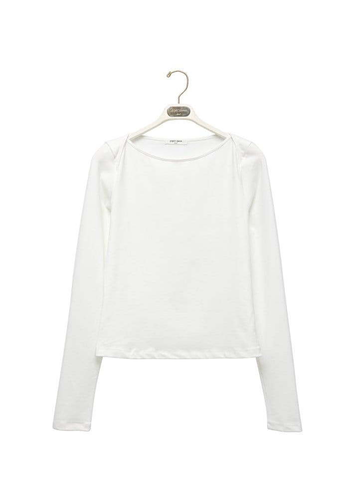 Paper Moon - Korean Women Fashion - #womensfashion - Boatneck Detail Long Sleeved Tee - 5