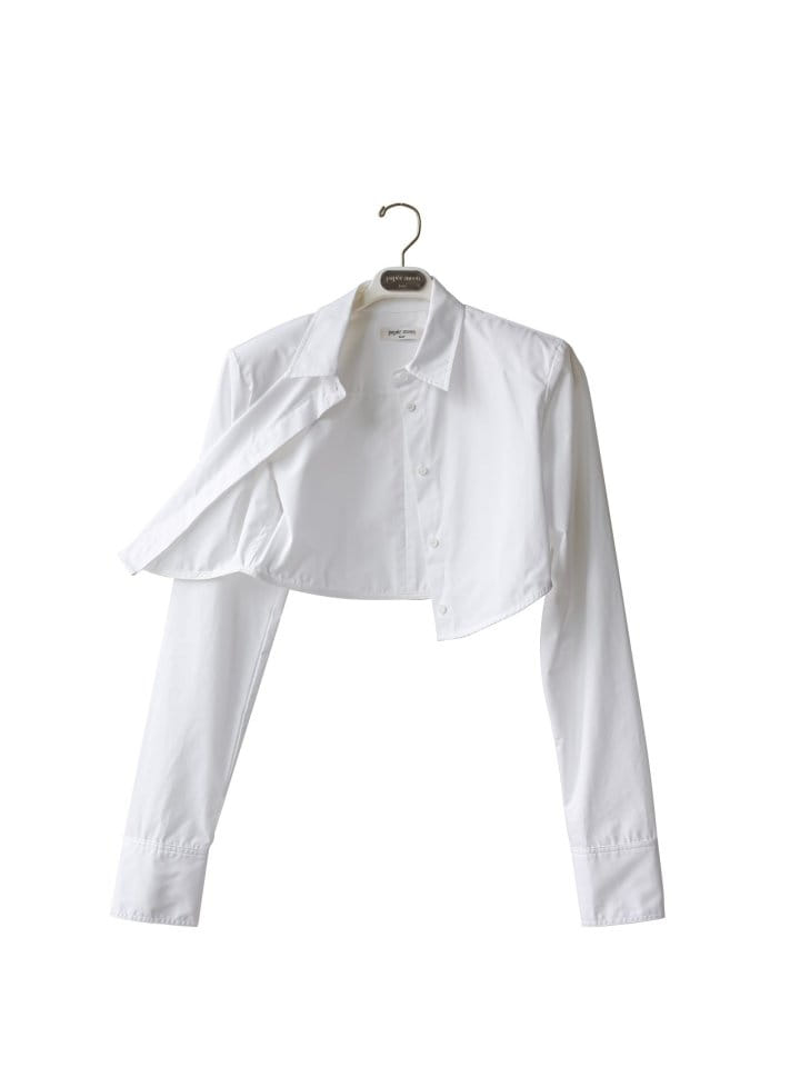 Paper Moon - Korean Women Fashion - #momslook -  LUX Shoulder Pad Cropped Button Down Shirt  - 4