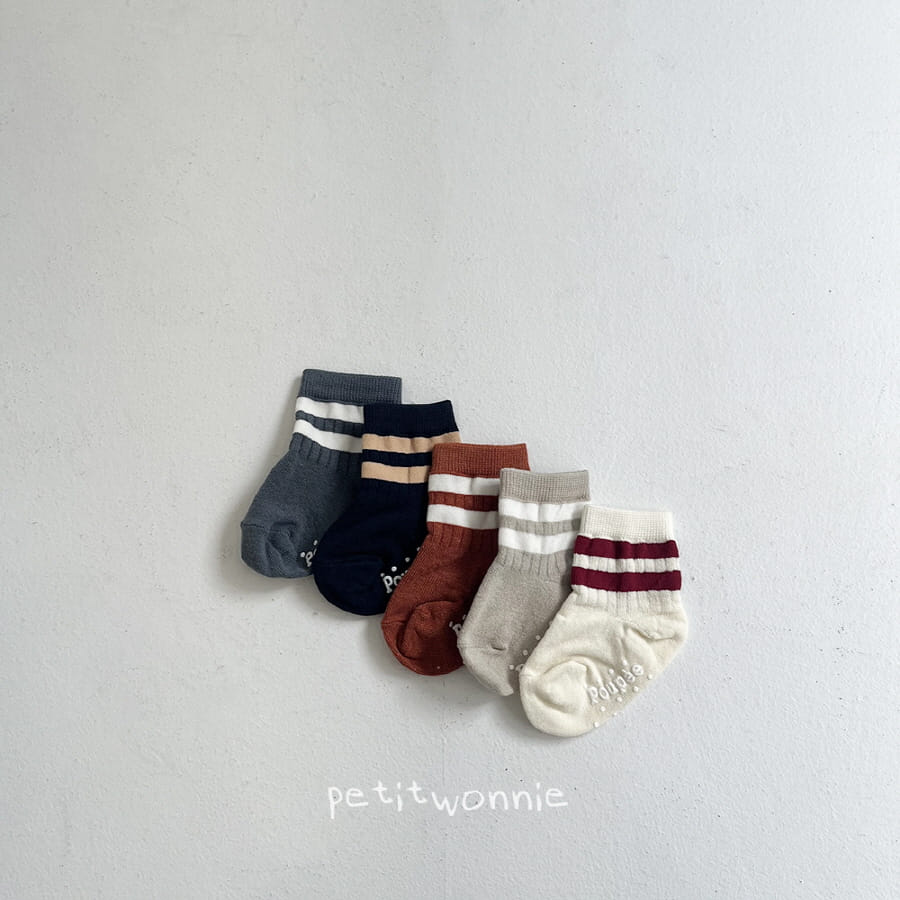 Petitwonnie - Korean Baby Fashion - #babygirlfashion - Two Line Socks Set