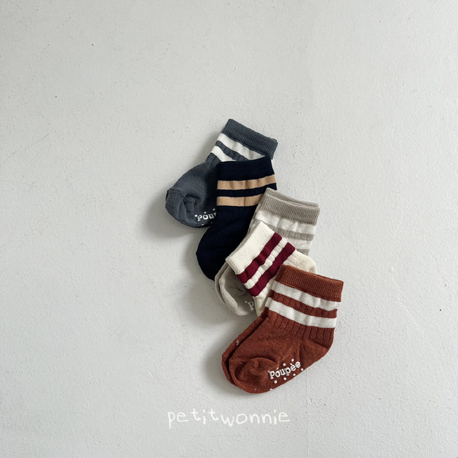 Petitwonnie - Korean Baby Fashion - #babylifestyle - Two Line Socks Set - 2