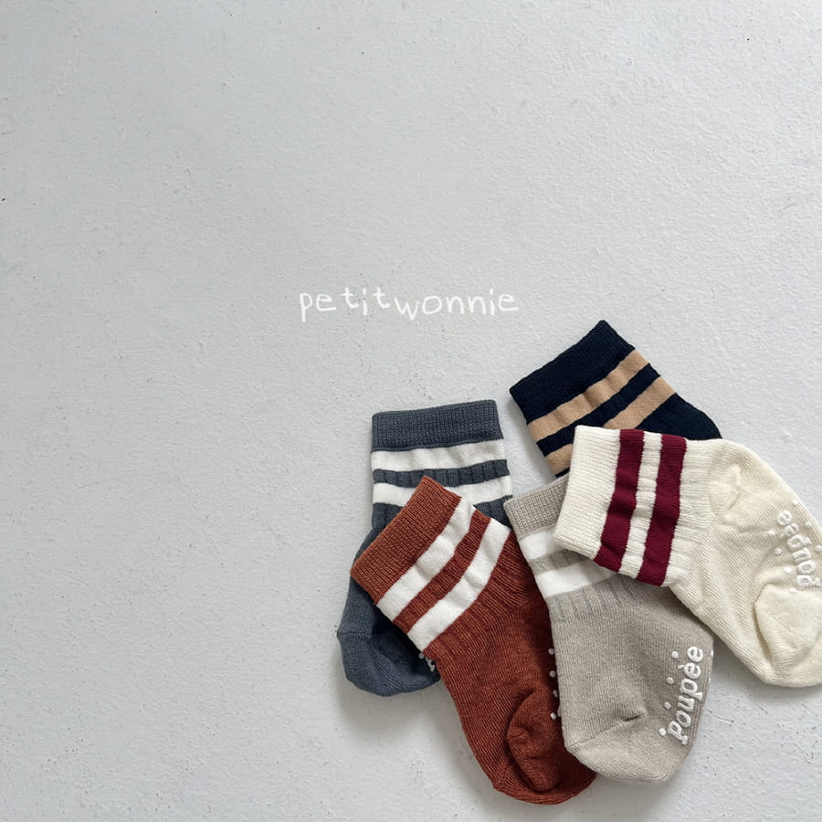 Petitwonnie - Korean Baby Fashion - #babyoninstagram - Two Line Socks Set - 4