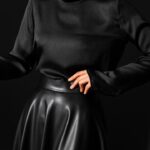 Classic Silky Satin Turtleneck Blouse Top