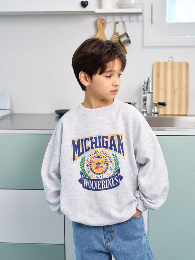 A-Market - Korean Children Fashion - #childofig - White Michigan Sweatshirt - 5