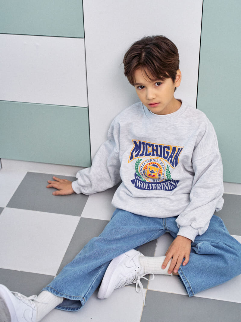 A-Market - Korean Children Fashion - #designkidswear - White Michigan Sweatshirt - 7