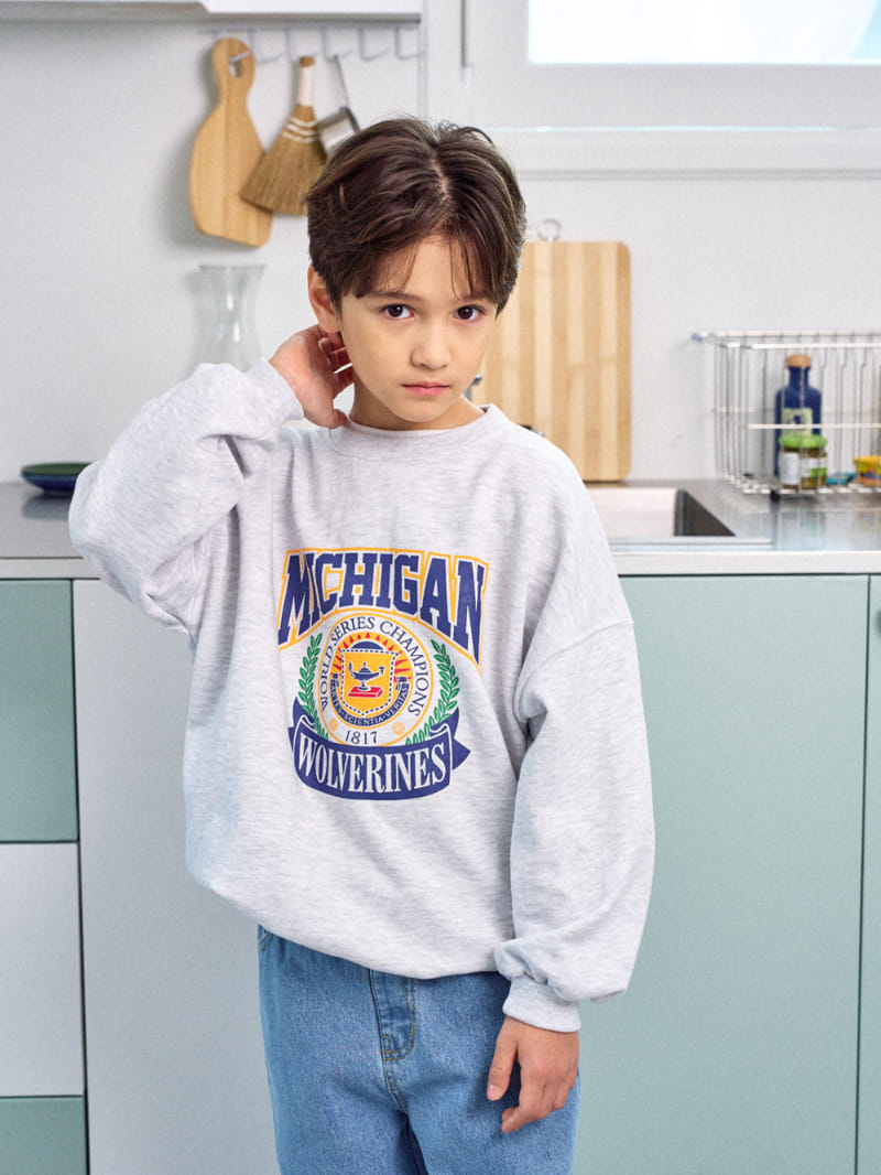 A-Market - Korean Children Fashion - #fashionkids - White Michigan Sweatshirt - 9