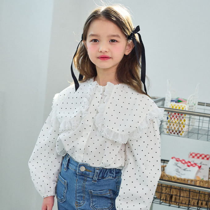 A-Market - Korean Children Fashion - #kidsstore - Retro Collar Blanc