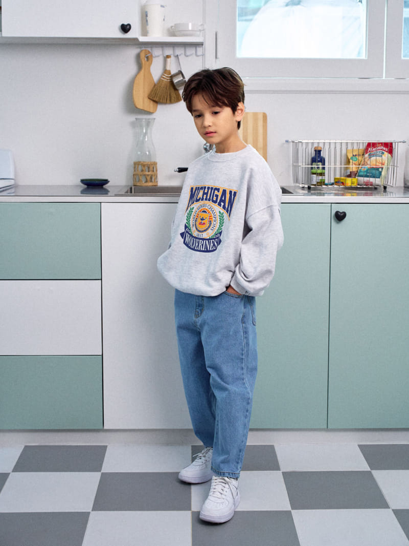 A-Market - Korean Children Fashion - #toddlerclothing - White Michigan Sweatshirt - 4