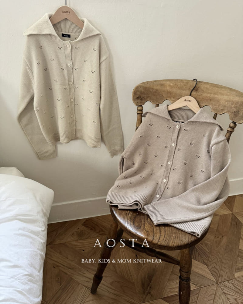 Aosta - Korean Women Fashion - #momslook - Mom Eyelet Cardigan