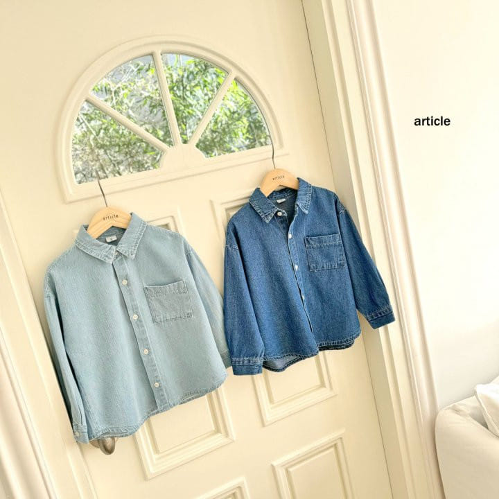 Article - Korean Children Fashion - #prettylittlegirls - Aqua Denim Shirt - 3