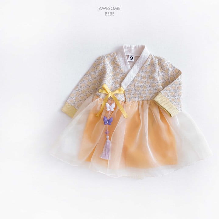 Awesome Bebe - Korean Children Fashion - #discoveringself - Yellow Flower Girl Hanbok