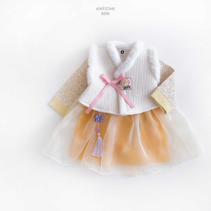 Awesome Bebe - Korean Children Fashion - #fashionkids - Yellow Flower Girl Hanbok - 2