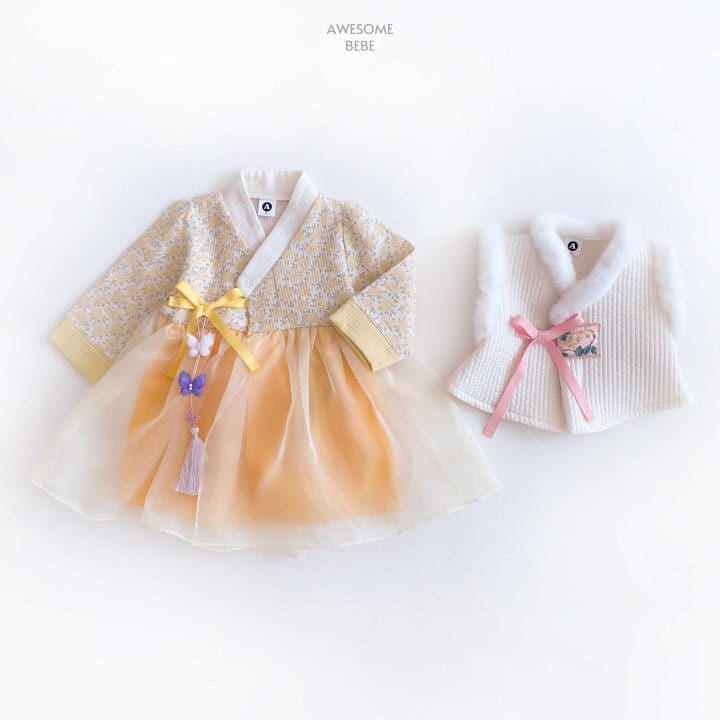 Awesome Bebe - Korean Children Fashion - #kidsshorts - Yellow Flower Girl Hanbok - 3