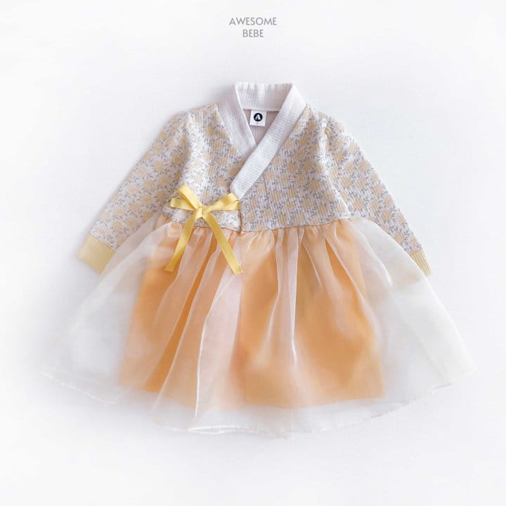 Awesome Bebe - Korean Children Fashion - #kidzfashiontrend - Yellow Flower Girl Hanbok - 5