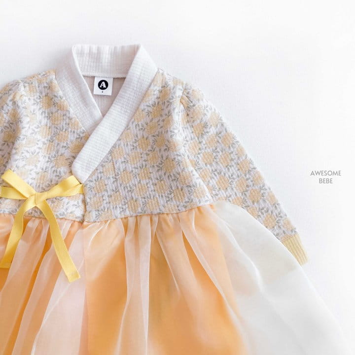 Awesome Bebe - Korean Children Fashion - #littlefashionista - Yellow Flower Girl Hanbok - 7