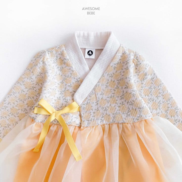 Awesome Bebe - Korean Children Fashion - #magicofchildhood - Yellow Flower Girl Hanbok - 8