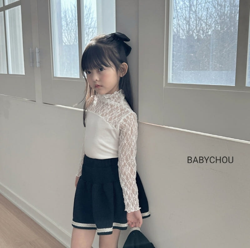 Babychou - Korean Children Fashion - #childofig - Lace Turtleneck Tee - 6