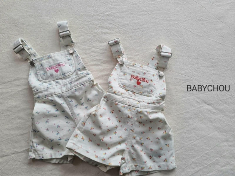 Babychou - Korean Children Fashion - #childofig - Small Flower Dungarees