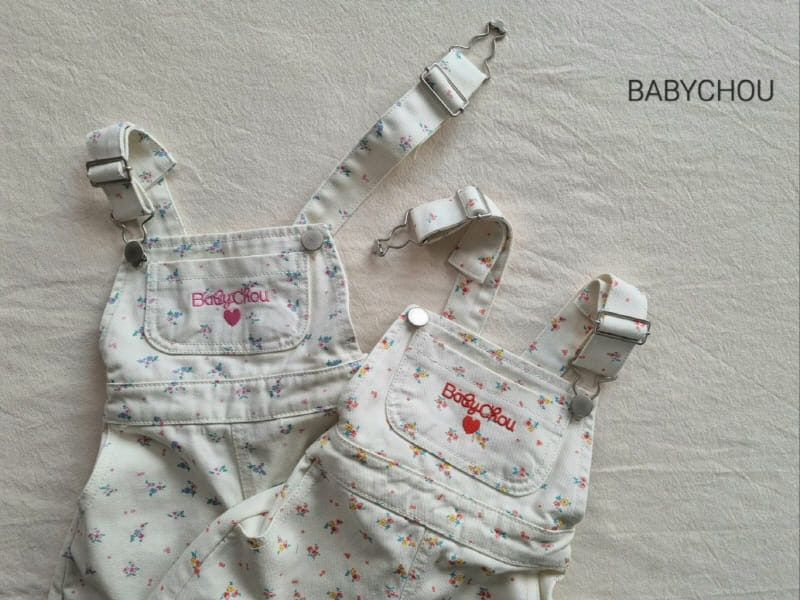 Babychou - Korean Children Fashion - #childrensboutique - Small Flower Dungarees - 2