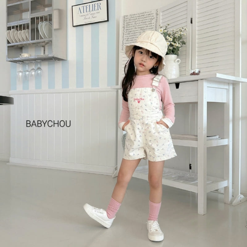 Babychou - Korean Children Fashion - #designkidswear - Small Flower Dungarees - 4