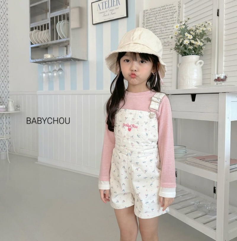 Babychou - Korean Children Fashion - #fashionkids - Small Flower Dungarees - 5