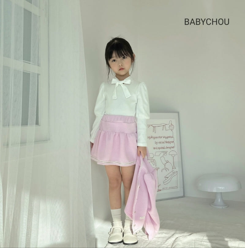 Babychou - Korean Children Fashion - #magicofchildhood - Ribbon Tie Puff Tee - 3