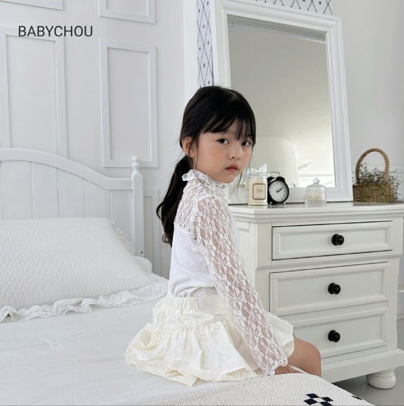 Babychou - Korean Children Fashion - #prettylittlegirls - Lace Turtleneck Tee - 2