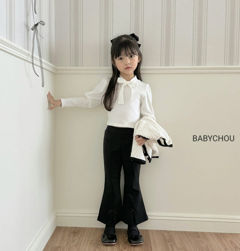 Babychou - Korean Children Fashion - #stylishchildhood - Ribbon Tie Puff Tee - 8