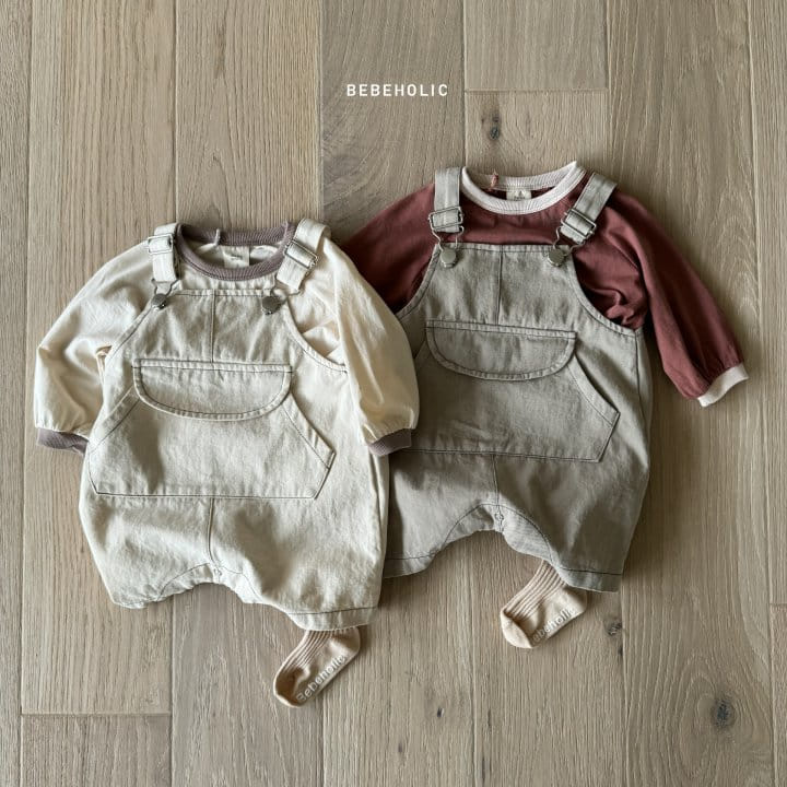 Bebe Holic - Korean Baby Fashion - #babyoninstagram - Buckle Dungarees Body Suit