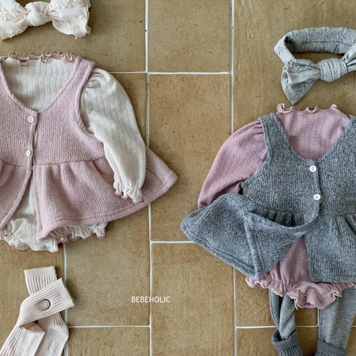 Bebe Holic - Korean Baby Fashion - #babyootd - Jacquard Frill Body Suit