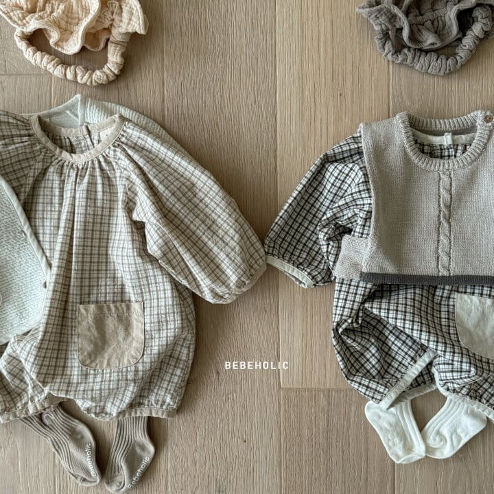 Bebe Holic - Korean Baby Fashion - #babyoutfit - Bani Check Body Suit - 2