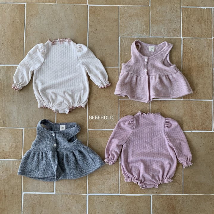 Bebe Holic - Korean Baby Fashion - #babyoutfit - Jacquard Frill Body Suit - 2