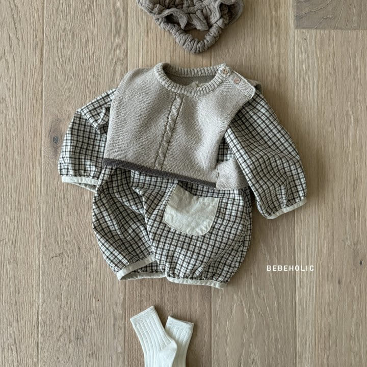 Bebe Holic - Korean Baby Fashion - #onlinebabyshop - Bani Check Body Suit - 5