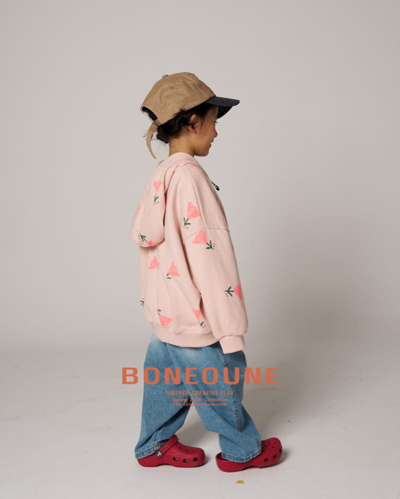 Boneoune - Korean Children Fashion - #Kfashion4kids - Triangle Flower Hoody Zip Up - 8