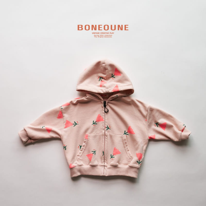 Boneoune - Korean Children Fashion - #childrensboutique - Triangle Flower Hoody Zip Up