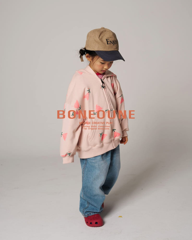 Boneoune - Korean Children Fashion - #discoveringself - Triangle Flower Hoody Zip Up - 4