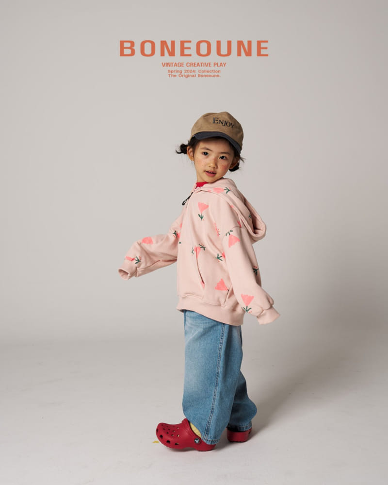 Boneoune - Korean Children Fashion - #littlefashionista - Triangle Flower Hoody Zip Up - 9