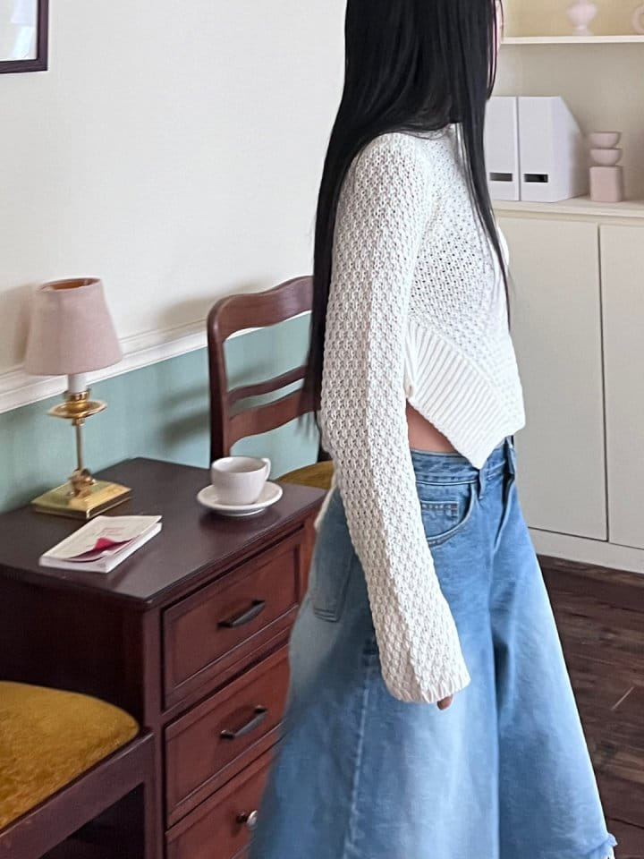 Bricklane - Korean Women Fashion - #momslook - Waist Round Knit Tee - 10
