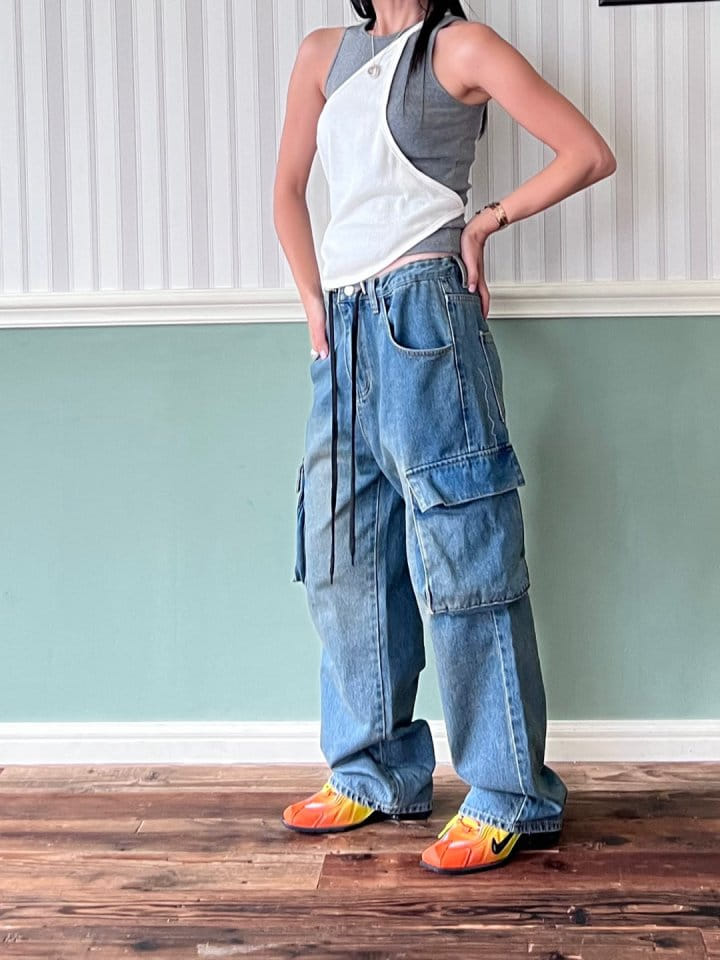 Bricklane - Korean Women Fashion - #womensfashion - String Suspender Denim Pants - 12