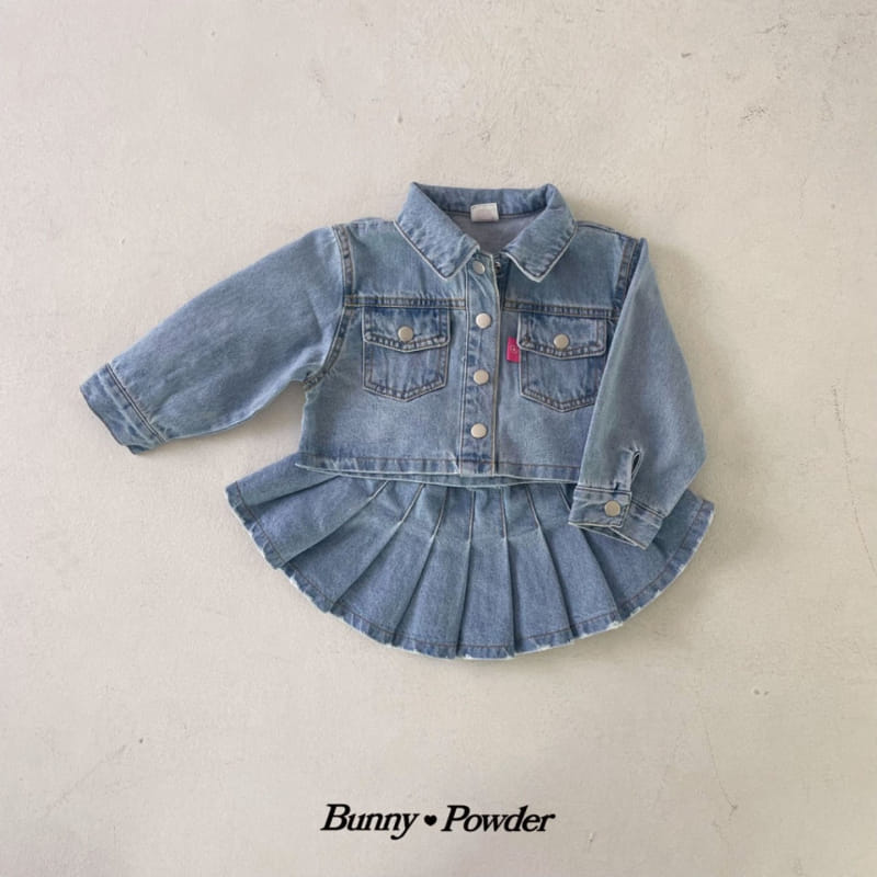 Bunny Powder - Korean Children Fashion - #minifashionista - Crop Denim Jacket - 5